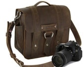 10" Brown Napa Safari Leather Camera Bag - Made in America