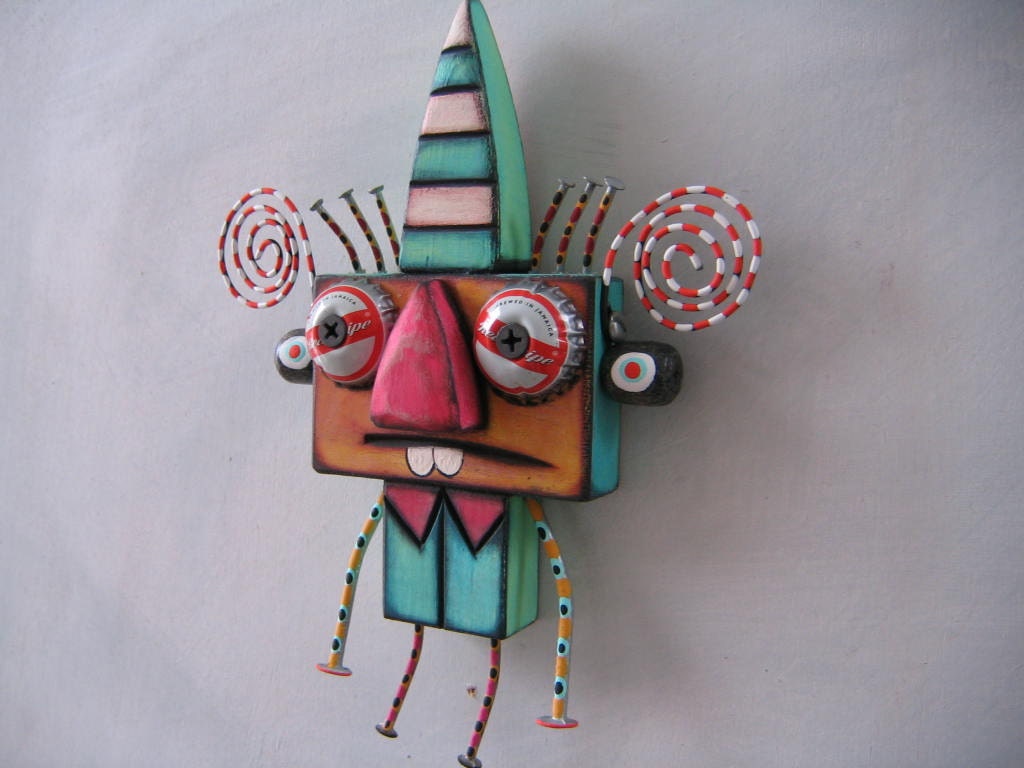 Little Wall Nut 3, Original Found Object Sculpture, Wood Carving, Wall Art, by Fig Jam Studio