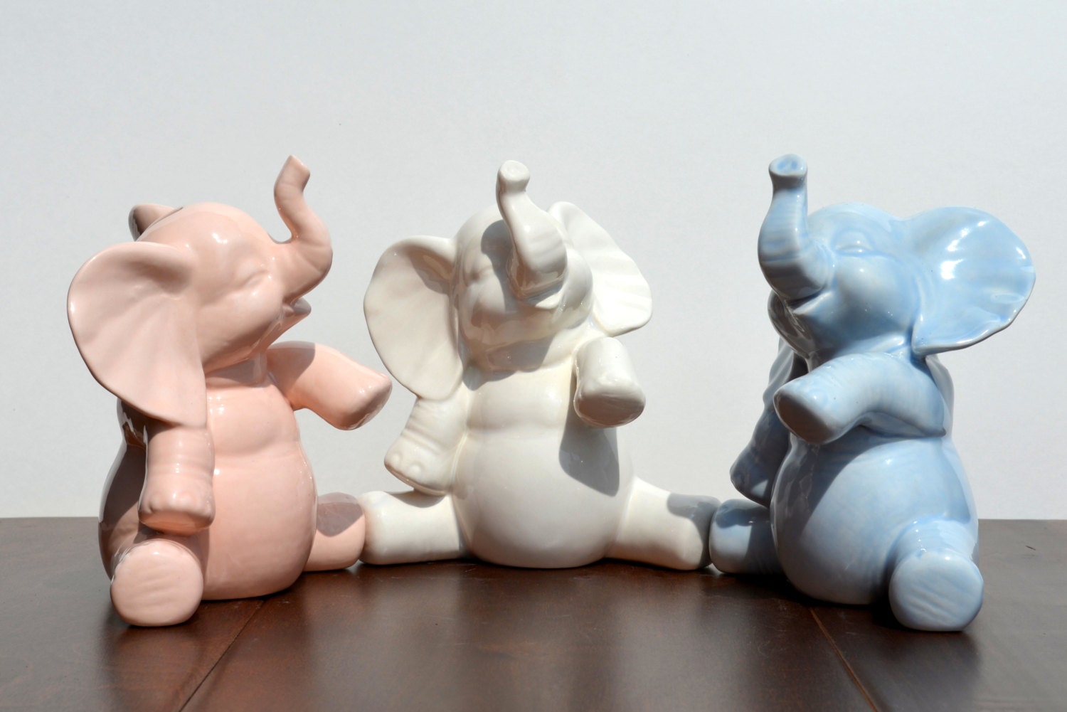 Reserved for L Sjurson Vintage Ceramic Baby Elephant Coin Bank