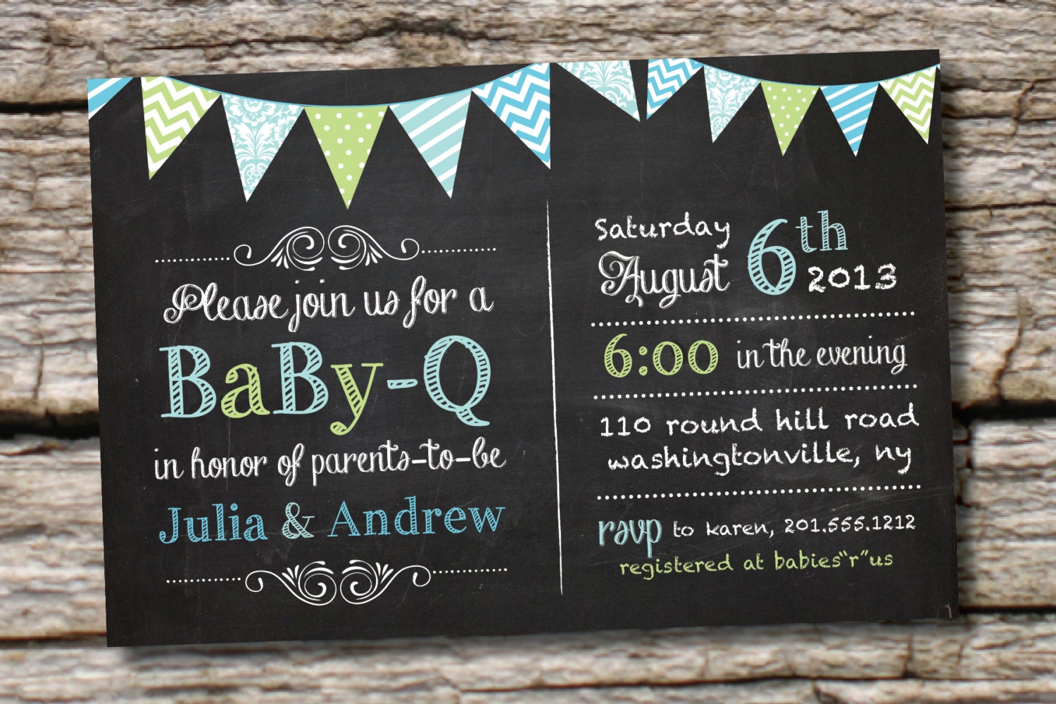 BabyQ Blackboard Chalkboard Baby Shower Couples bbq Invitation - You Print Il_170x135