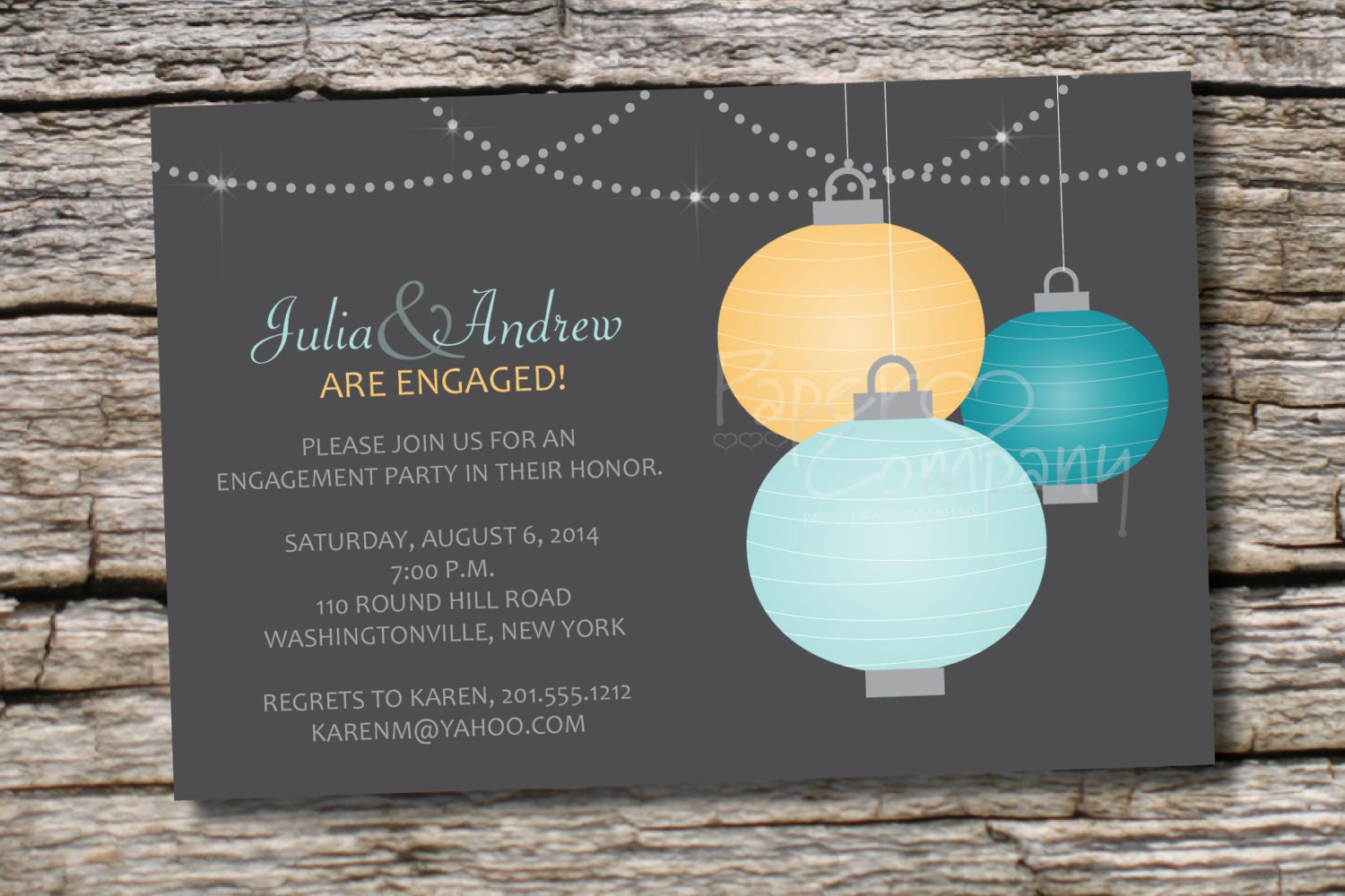 HANGING PAPER LANTERNS Engagment Party/Bridal Shower Invitation - You Print Il_570xn