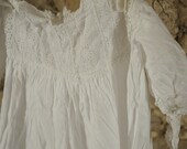 Antique early Victorian Christening gown, Handmade white vintage baby baptism dress with details lace, broderie anglais