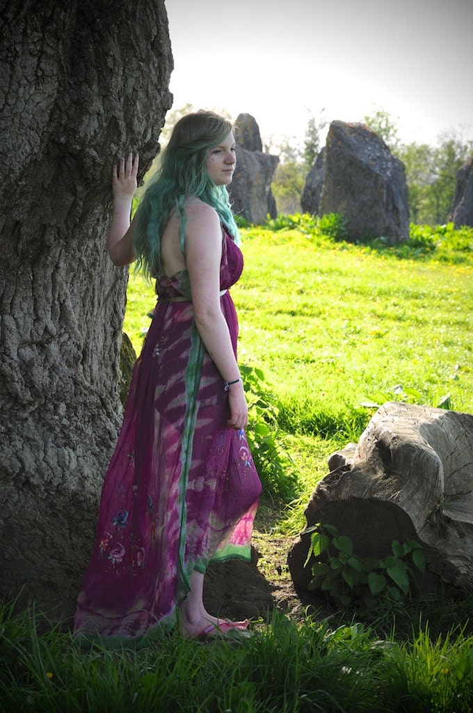 Purple maxi dress Silk chiffon Goddess summer dress, festival clothing, Fairy dress Beach cover up Free size small medium large xl xxl