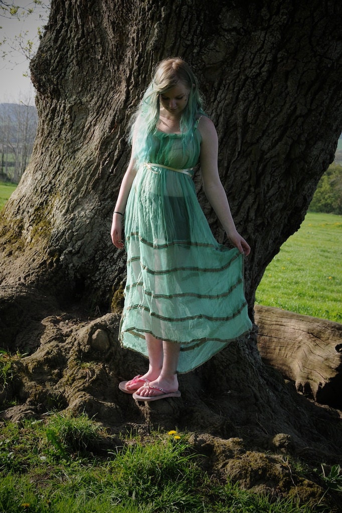 Goddess dress Mint green maxi summer fairy dress Beach cover up Silk chiffon Festival clothing Free Size small medium large xl xxl