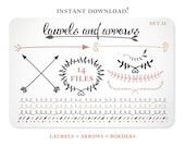 Arrows and Laurels Design Elements in Black Gold & Blush - Borders - Set 2  Instant Download - Free Clipart w order