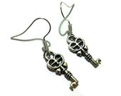 Silver Fancy Key Earrings