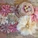 THE GENEVIEVE--Mauve, Cream, & Taupe Satin Flower Lace Pearl Rhinestone Maternity/Bridal Sash Belt--Photo Prop