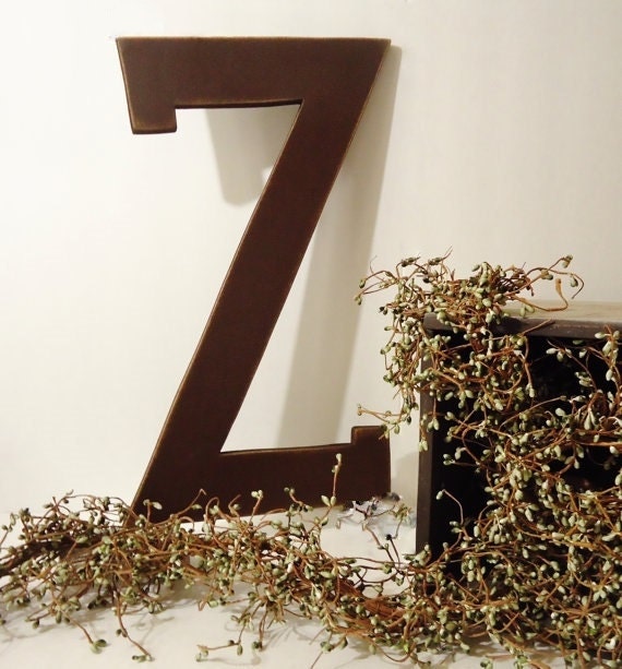 Wood Letter "Z" 12 inch Nursery Wall Letters Wedding Baby Name Initial Alpahbet Wooden Letters