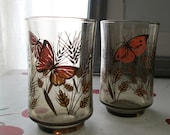 GLASS BUTTERFLY SEVENTIES Juice Set of 2