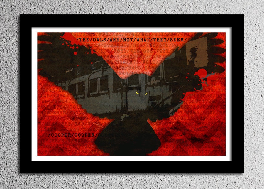 Twin Peaks The Owls Are Not What They Seem - Original Poster - Cooper - Train Car - Art Print 13x19