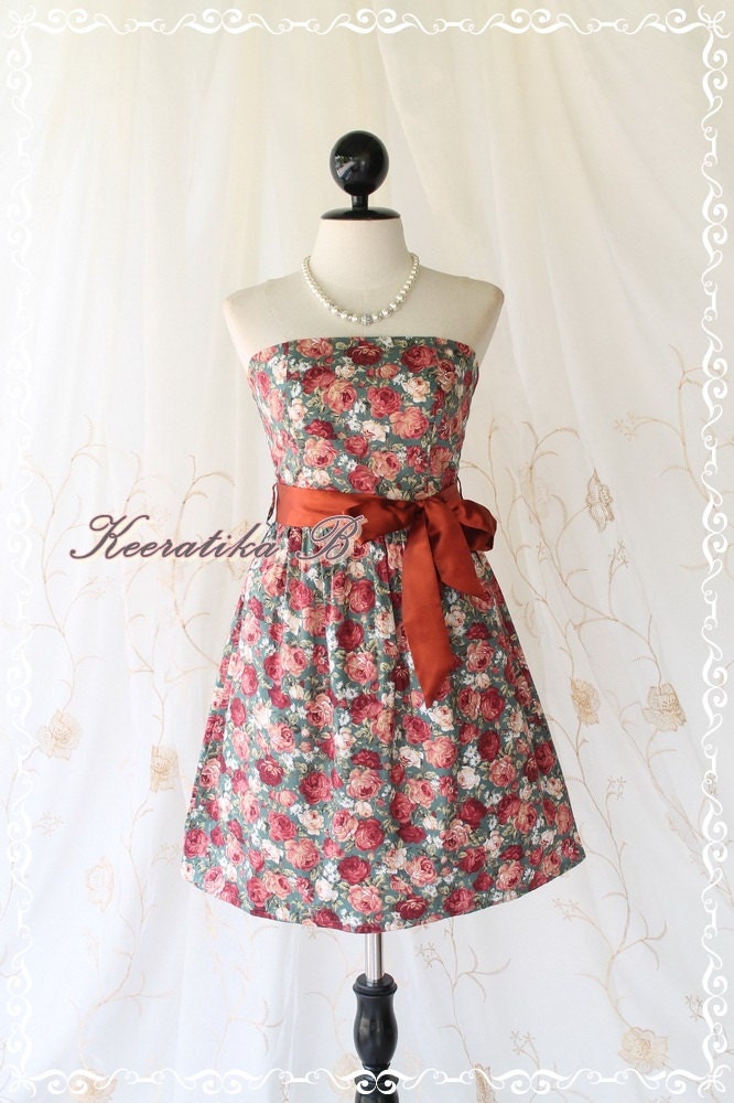 Mind - Sweet Cutie Floral Strapless Dress Spring Summer Sundress Party Bridesmaid Prom Wedding Dress
