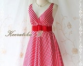 Princess Lulla Summer Dress - Sweet Cutie Spring Summer Dress Checkered Sundress Princess Lulla Collection Bright Red Color Party Dress