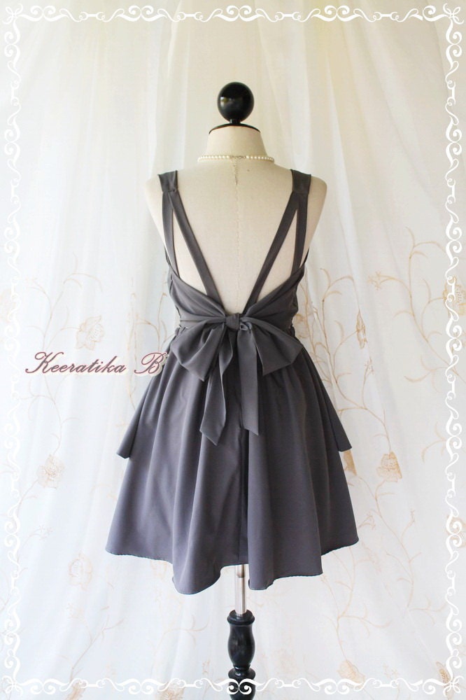 A Party - V Shape Style - Prom Party Cocktail Bridesmaid Dinner Wedding Night Dress Dark Charcoal Gray Sweet Gorgeous Glamorous Dress