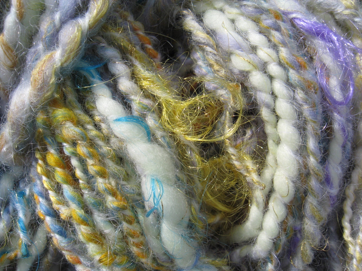 Handspun art yarn SAND and SKY 109 yards free U.S. shipping