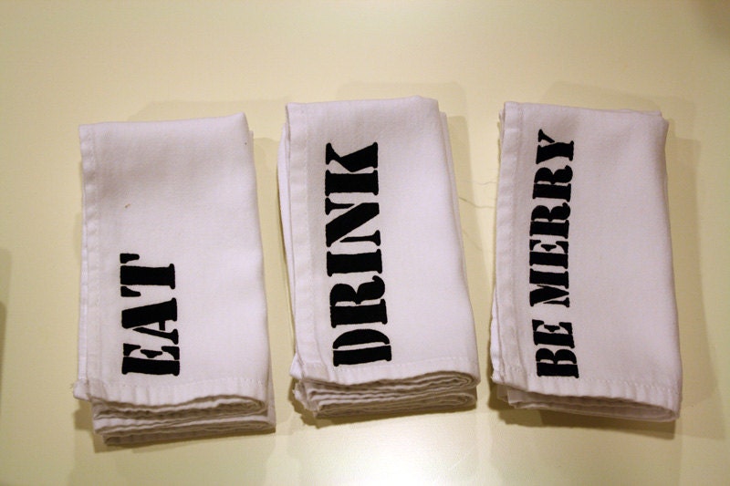 Eat, Drink, and Be Merry Screen Printed Napkins