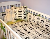 Custom Crib Bedding - 2 piece Set -Mustache
