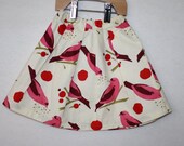 Girls Pleated Skirt with Alexander Henry Fabric called 'Birdseed' - Size 3/4yrs. Only 1 left