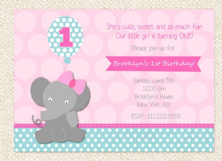 Elephant  birthday invitations
