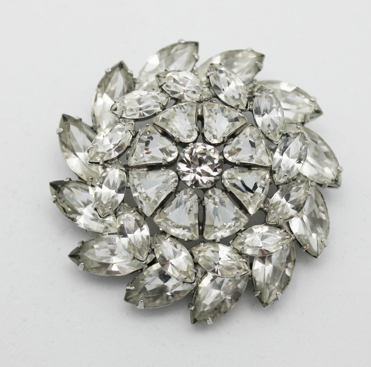 Vintage Weiss Brooch Clear Rhinestones