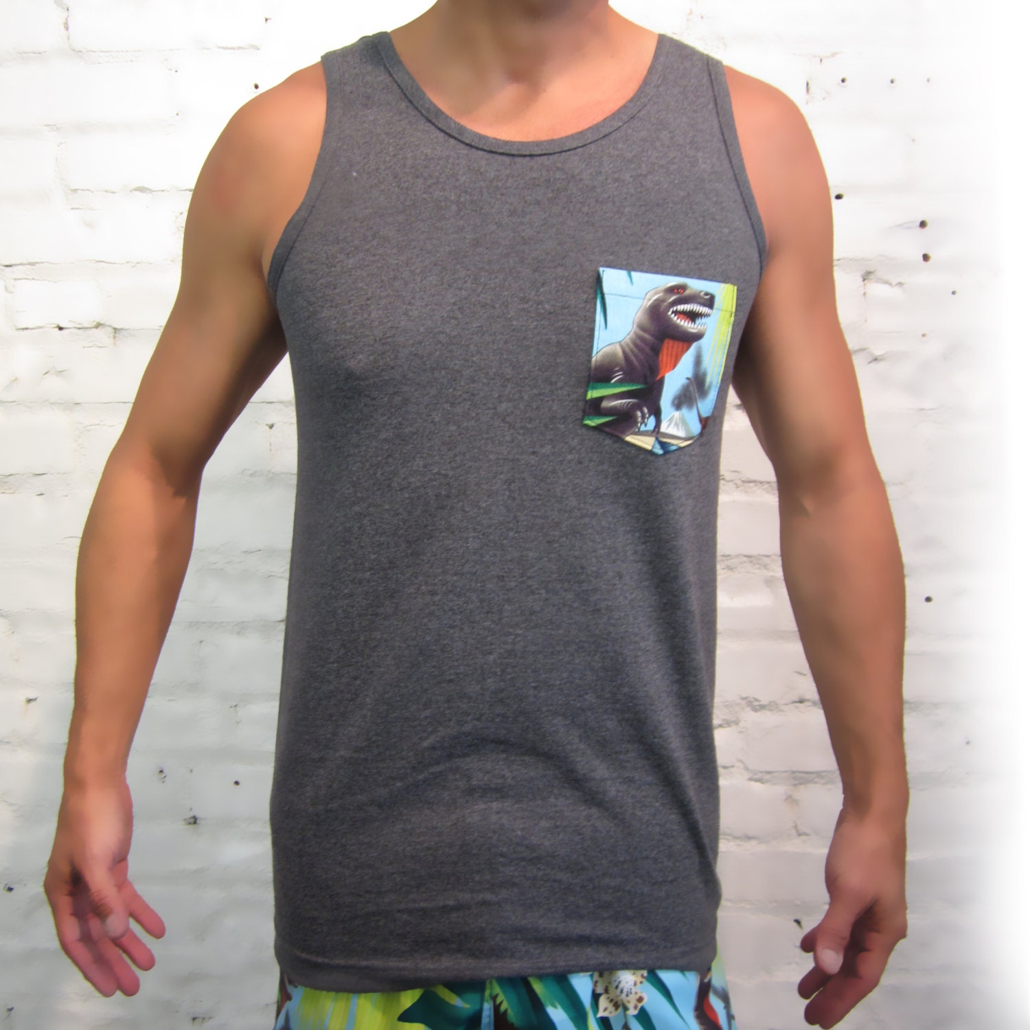 Rojas Dinosaur Gray Tank Top