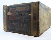 Vintage Wooden Crate / Vintage Coffee Wooden Crate / Industrial