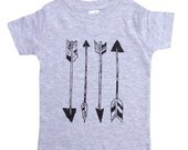 Arrows - Heather Gray Boys Native America / Arrows / Archery Shirt - Gray Baby, Kids or Toddler Shirt w/ black Arrows - Kids Clothes