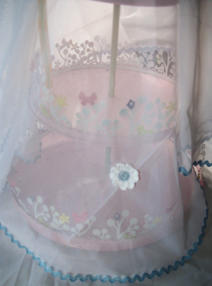 White and Baby Blue Food or Dish Cover