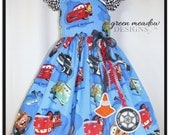Custom Cars Dress - Available in Sizes 2T, 3T, 4, 5 , 6, 7, 8, 9 and 10