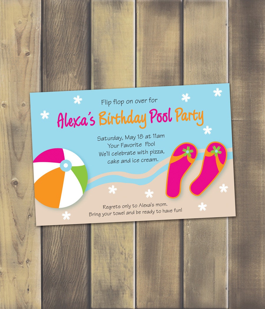Flip Flop Pool Party Invitation - Printable