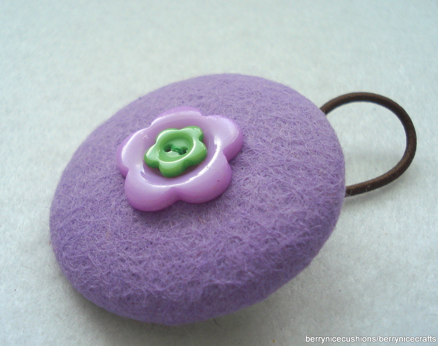 Purple Pony Tail Holder Large Fabric Button Hair Bobble Button Pony Tail Holder