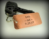 Hand Stamped Father's Day Gift - Copper Keychain - DAD Est.