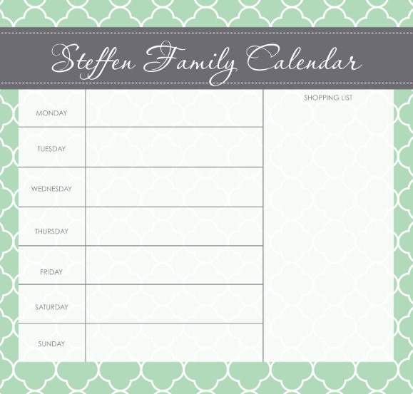 Weekly Planner/ Grocery List Planner-  Dry Erase Board- Choose your Colors