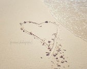 Beach Photography Heart in the Sand - Love at the Beach - Romantic Beach Photography (8x10) Sand Ocean Heart Beach Art