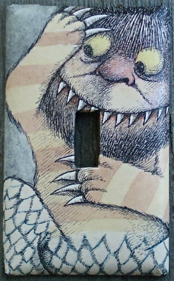 Where the Wild Things Are Light Switch Plate / Upcycled / Recycled