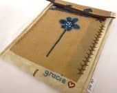 Personalized iPad mini, Kindle, Nook 7" sleeve - julieandco2 custom  hand embroidered cover choice of fabric owl floral