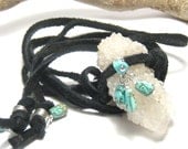Spirit Quartz Turquoise Gemstone Point Necklace Cactus Quartz Drusy Druzy