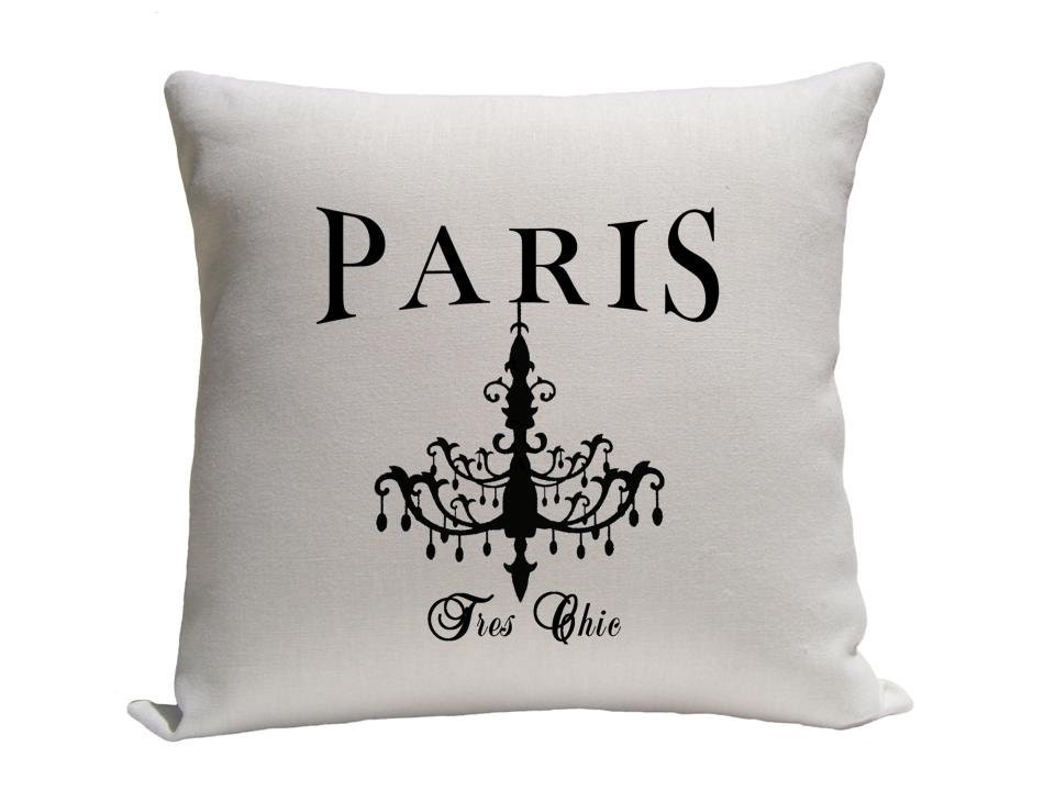 Paris Pillow Cover, Black and White Pillow,  Home Decor Pillow, Throw Pillows, Accent Pillows, Worded Pillow