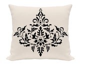 Damask Pillow Cover, Black and Ivory Pillow, sizes 14 inch pillow, 16 inch pillow,