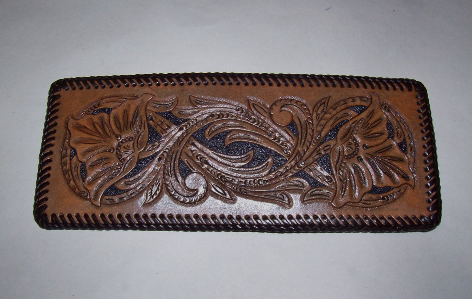 Hand Carved Floral Deluxe Billfold