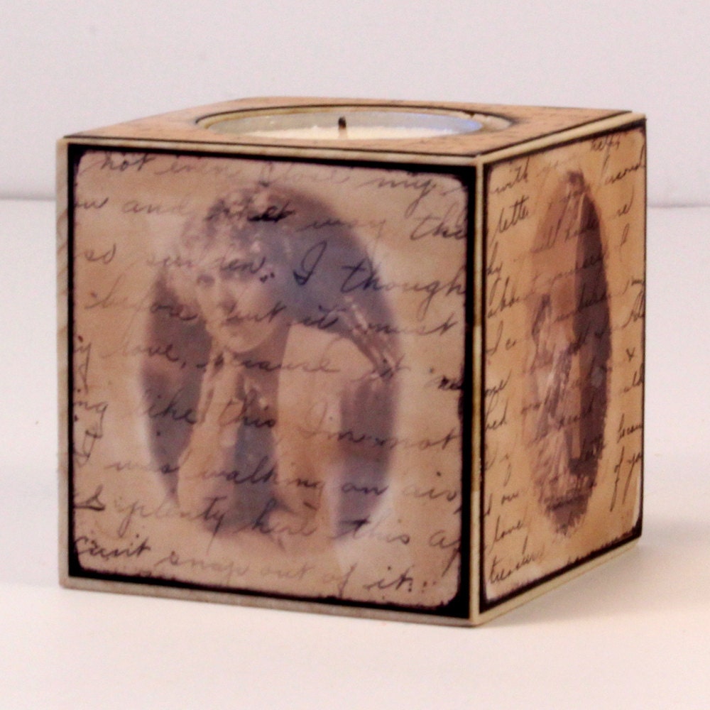 Love Letters Tea Light Wooden Block