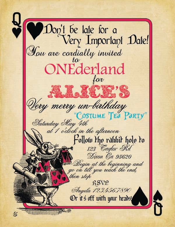 Playing Card Alice in Wonderland Invitation Bridal Shower or Birthday Invitation, Printable, Invite