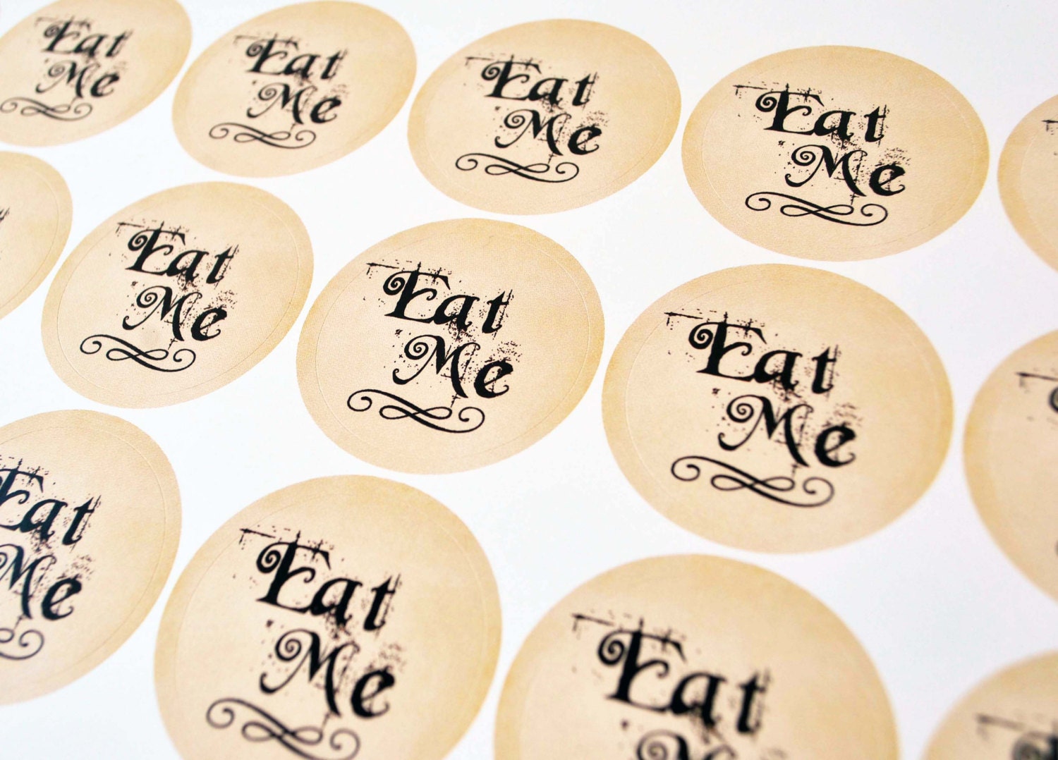 Eat Me Stickers, Alice in Wonderland Stickers, Tea Party Stickers, Favors
