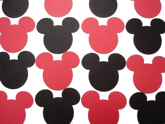 100 Red Black Mickey Mouse punch die cut cutout scrapbooking embellishments - No682