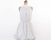 Vintage Black and White Polka Dot Dress / 1980s Contempo Casuals Dress