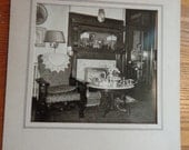 XL Original Victorian old house interior photograph, fireplace view, furniture, hints of Christmas, in thick matte, MORE for grouping
