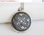 ON SALE Irish Shamrock Silver Locket,Locket,Irish Locket, Claddagh,Silver Locket,locket necklace,vintage locket,Wedding Necklace,bridesmaid