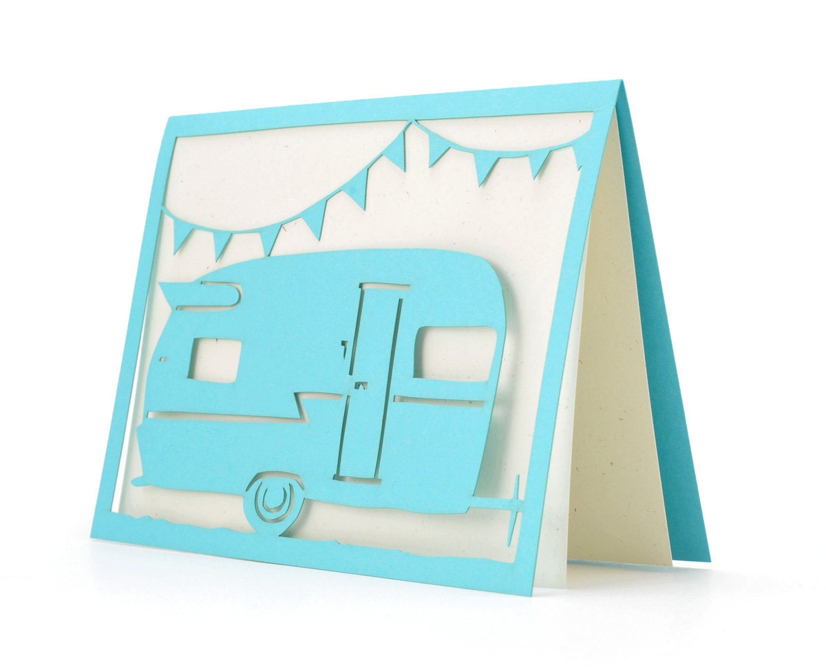 Vintage Trailer - Paper Cut Greeting Card