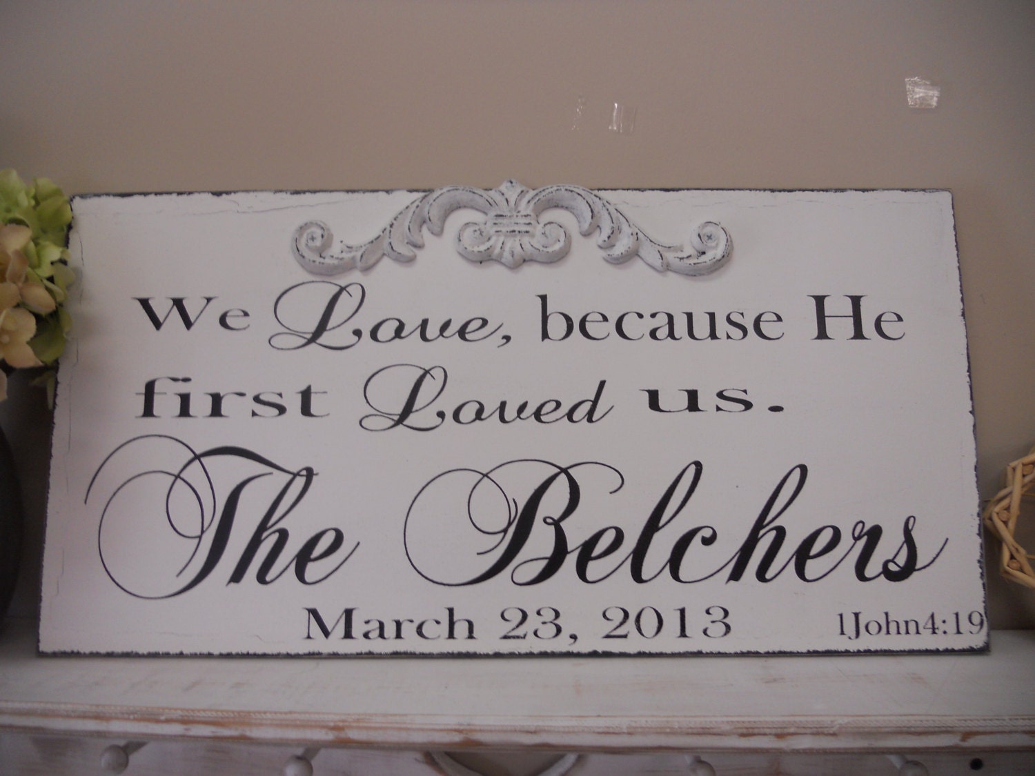 Religious Wedding sign, Family established date sign, Shabby Chic wood sign, distressed sign. Cottage. Wedding Sign..Wedding Gift..