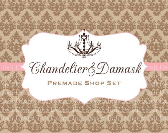 Chandelier&Damask Premade shop set Il_570xn