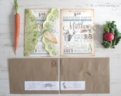 Peter Rabbit invitations - baby shower/birthday - vintage appearance- set of 10 - Lettuce and Graphic